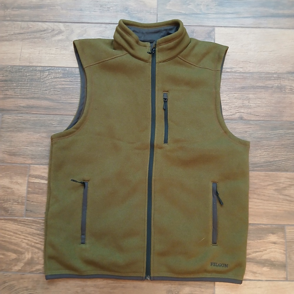 Filson Ridgeway Fleece Vest Mens Large Olive Drab Polartec Full Zip 20052631